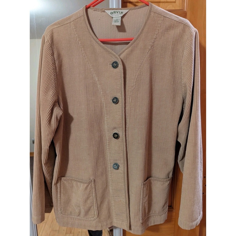 Orvis Jacket Womens 14 Tan Vintage Corduroy Button Front 2PC Set High Waist Pant - Picture 2 of 16